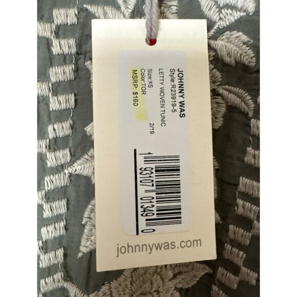 NWT Johnny Was Letty Olive Green Embroidered Woven Tunic Top Size XS - Picture 5 of 10